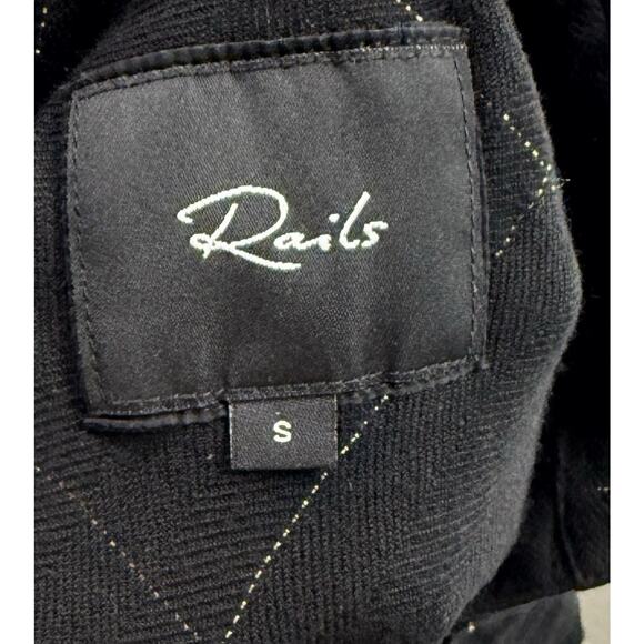 Rails Womens Top Size Small Black Gold Checkered Button Up Collared Shirt - Picture 4 of 6